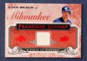 2008 UD A Piece of History Franchise History Jersey Red #FH29 Ryan Braun - Picture 1 of 2