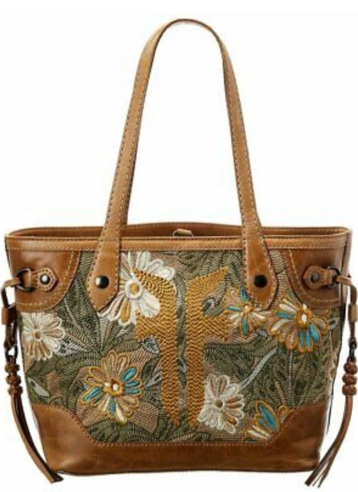 Frye Db0783 Melissa Embroidery Carryall Beige Multi