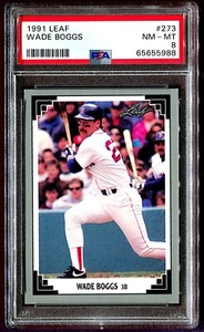 1991 WADE BOGGS #273 LEAF PSA 8 NM MINT BOSTON *NEW LIST / SHIPS FREE / POP 3 - Picture 1 of 2