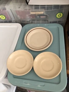 Lote de 3 Wallace China Restaurant Ware 1 Plato Rayas Rojas y 2 5 1/2 'plato - Imagen 1 de 6