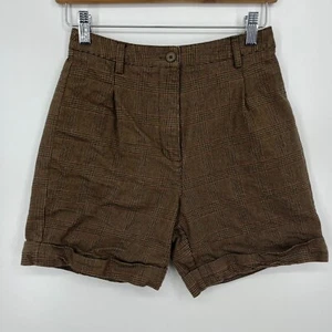 Brandy Melville Trouser Shorts Women's S Brown Check Print 5.5" Inseam High Rise - Picture 1 of 9