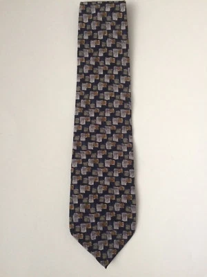 Corbata de cuello Jimmy V Foundation Stonehenge geométrica 100 % seda ~ azul marino/verde oliva  Foto 1 de 4