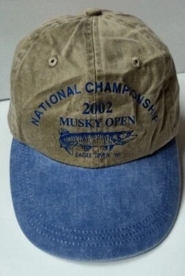 De colección 2002 Campeonato Nacional Musky Open Eagle River WI Sombrero Gorra Pesca Foto 1 de 4