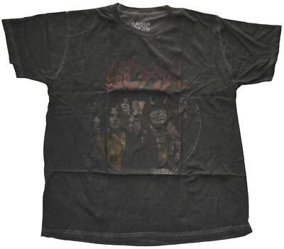 AC/DC Highway to Hell Tour Charcoal Black Wash Men's T-Shirt New (Heavily Faded) - Image 1 of 2