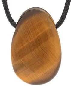 Tigerauge Tropfenanhänger mit Baumwollband gebohrt | Edelstein Schmuck - Bild 1 von 6