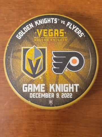 VEGAS GOLDEN KNIGHTS VS PHILADELPHIA FLYERS dated game day puck 12/09/2022 Cover