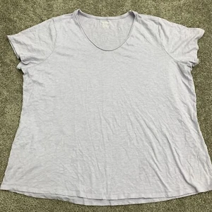 L.L. Bean Knit Top Shirt Women's Plus Size 2 Purple Short Sleeve Crew Neck - Picture 1 of 8