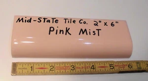 1pc. Peachy Pink Mist: 2" X 6" Ceramic Radius Mud Cap Bullnose Tile, W/: Defects - Picture 1 of 11