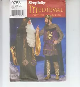 Simplicity 9753 Medievel Costumes Wizard Knight King Sewing Pattern L-XL Uncut - Picture 1 of 4