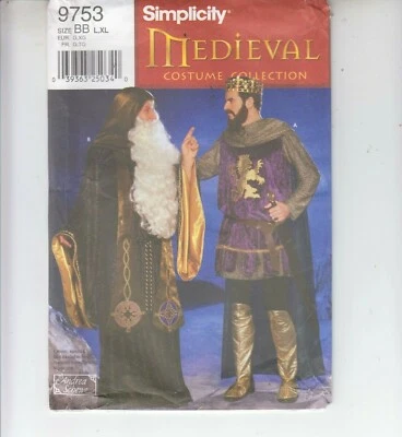 Simplicity 9753 Medievel Costumes Wizard Knight King Sewing Pattern L-XL Uncut - Image 1 of 4