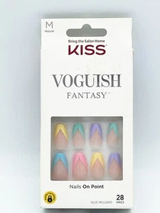 Kiss Medium-Length Glue-On Nails, Pastel Color Tips, Glue Included 86798 - Picture 1 of 4