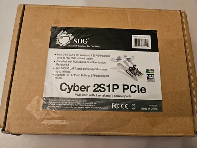 SIIG Cyber 2S1P 3-Port PCIe Serial Parallel Combo Card Adapter JJ-P21211-S1 - Image 1 of 4