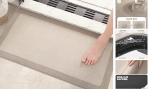 Quick Dry Bath Mat Bathroom Rugs Non Slip Washable Super 16"x24" Beige - Picture 1 of 8
