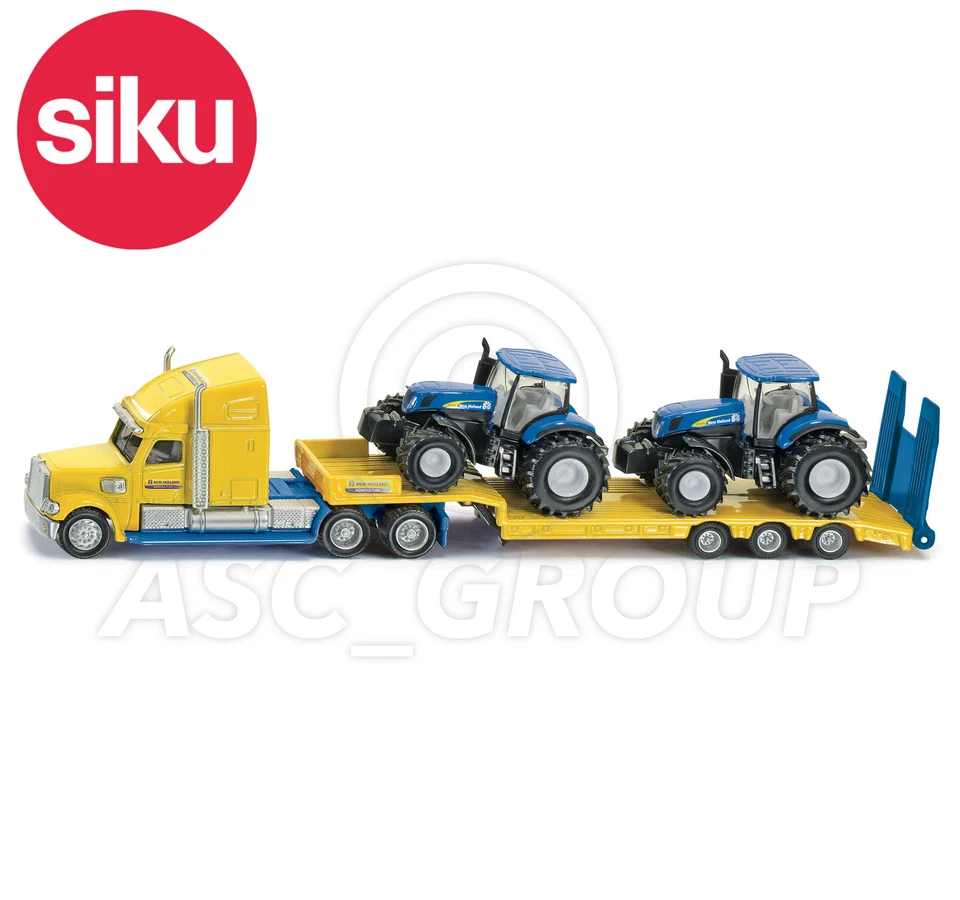 SIKU NO.1805 1:87 HGV Low Loader TRUCK & 2 NEW HOLLAND TRACTORS Dicast Model Toy - Image 1 of 1