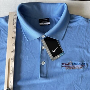 Nike Golf Polo Shirt Men's 2XL Light Blue Dri Fit Performance Texas Oncology NWT - Picture 1 of 11