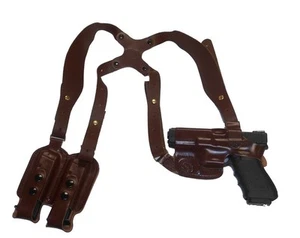 CUSTOM FIT&CUT LEATHER HORIZONTAL SHOULDER RIG BROWN RH RIGHT RUGER SP 101 2.25" - Picture 1 of 6