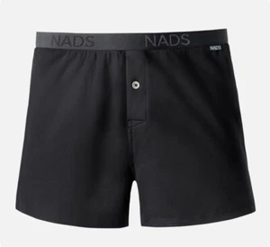 NADS Organic Cotton Boxer Underwear w/ Button Breathable Black Men's L NWOT - Picture 1 of 6