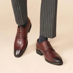 Oxford stringate traspiranti business eleganti formali scarpe uomo pelle - Foto 1 di 26