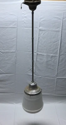 VTG Chrome Hotel Ceiling Pole Light Fixture Art Deco Glass Globe Old 1912-22B - Image 1 of 4