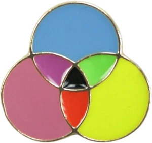  Enamel Pin - Overlapping Circle CMYK Colors Graph Gift Button Badge Lapel 47152 - Picture 1 of 2