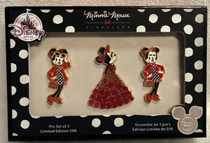 Disney Store Minnie Mouse Signature Boxed Pin Set 3 Pins D23 Expo 2017 LE 500 - Picture 1 of 8