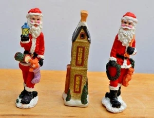 1990'S 6" Tall Santa Figurines DTD Norfolk, VA. 2- Santas,1 Cottage - Picture 1 of 5