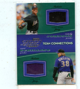 RANDY JOHNSON / CURT SCHILLING 2002 Playoff Piece of the Game Dual Relic /500