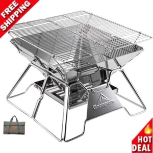 CAMPINGMOON Stainless Steel Foldable Camping Grills Portable ,14-in - Picture 1 of 6