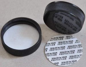 Black ribbed 38mm plastic cap tamper proof seal liner bottle closure 50 lot new - Bild 1 von 1