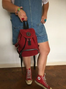 90S KIPLING RARE PRIVATE TRANSPORT CAMARA BURGUNDY BACKPACK RUCKSACK PADDED BASE - Picture 1 of 12