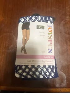 Calze collant joyspun 2 paia blu navy a rete e nero opaco nuove con etichette taglia XXL - Foto 1 di 1