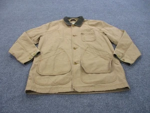 LL Bean Jacket Mens L Beige Canvas Flannel Lined Outdoors Hiking Work Barn - Picture 1 of 10