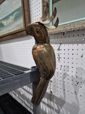 1960s Copper & Brass Glass Eye  Sergio Bustamante  Metal Parrot  Sculpture  - Image 1 of 4