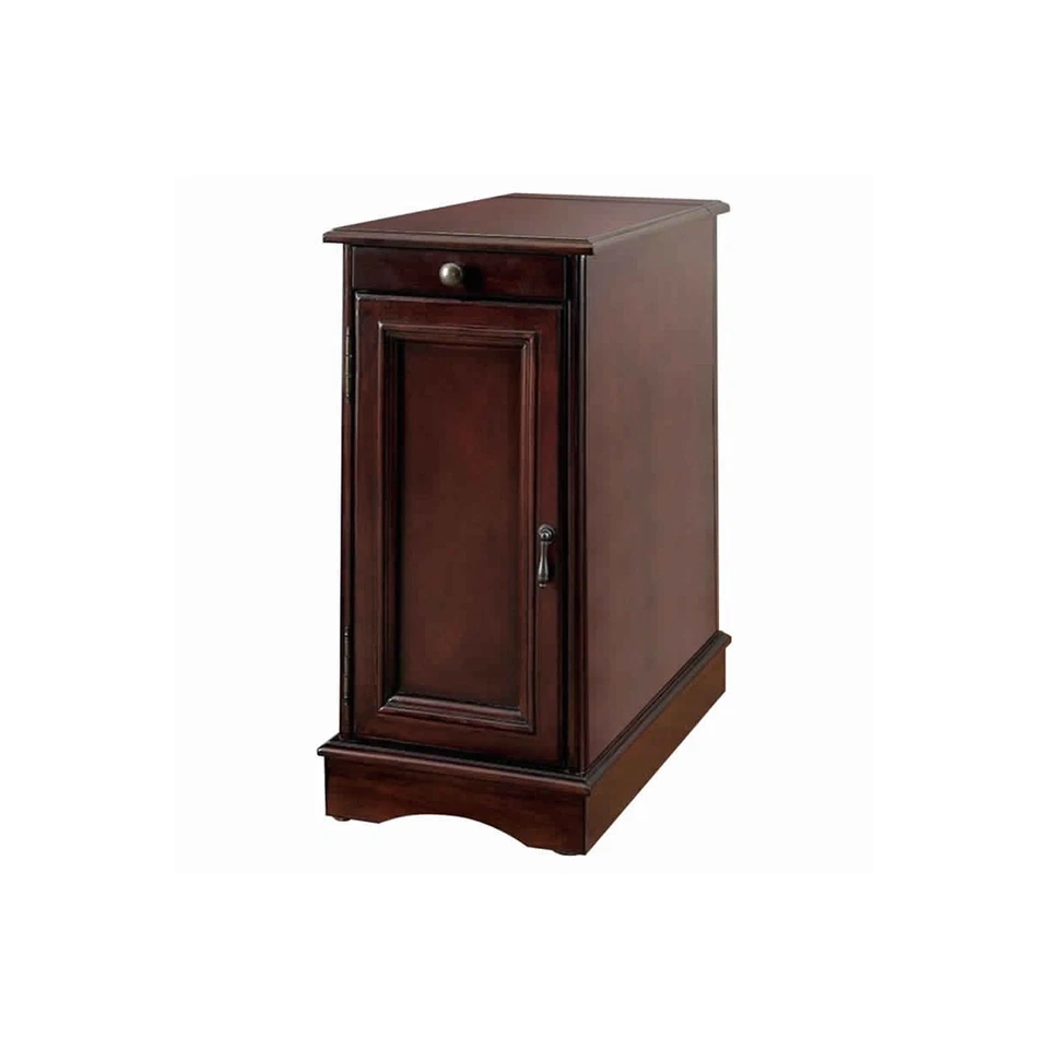 Benzara 1 Armario Mesa Auxiliar de Madera con Buje Eléctrico y Bandeja Extraíble, Marrón Foto 1 de 1