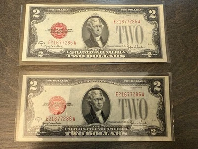Set of $2 Bills 1928 G in Uncirculated Condition - Image 1 of 4