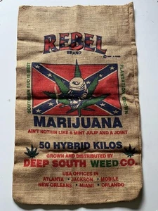 Rebel Deep South Unkraut Sackleinen Tasche 21x35" Wand Neuheit Kunst Neu - Bild 1 von 2