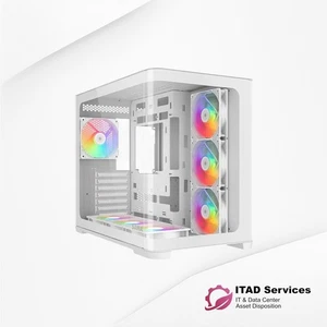 SAMA V60 MID-TOWER WHITE Case Curved Tempered Glass PC Case - Picture 1 of 1
