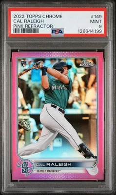 2022 Topps Chrome Cal Raleigh Pink Refractor #149 PSA 9 MINT RC ROOKIE - Image 1 of 3