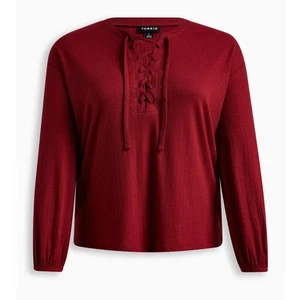 Torrid Struktur Jersey Schnürung Schulterfrei Top Größe 2X - Bild 1 von 7