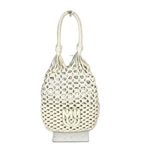 MIUMIU Logo mesh Shoulder bag Mesh beach bag Shoulder Bag Leather White - Picture 1 of 11