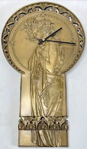 Orologio da parete stile Alphonse Mucha design Art Nouveau tempi passati orologio da appendere a parete - Foto 1 di 6