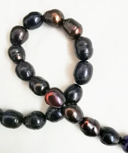 Collana Nobile 17"9x13mm Naturale Mare del Sud Vera Goccia Nera Perla 10588 - Foto 1 di 4