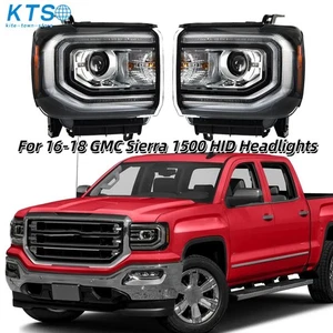 For 2016-2018 GMC Sierra 1500 HID Headlight Chrome Clear Right+Left Replacement - Picture 1 of 18