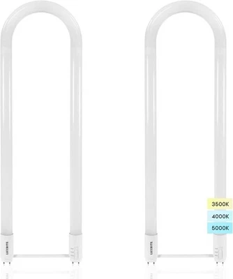 Luxrite U Bend LED Tube Light T8 T12, 17.5W 3 CCT 2100 Lumens G13 Base 2-Pack - Image 1 of 4