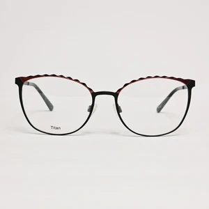 Gafas ovaladas BrillenEyes Titan 4458-2 de titanio para mujer en negro mate/rojo - Imagen 1 de 12