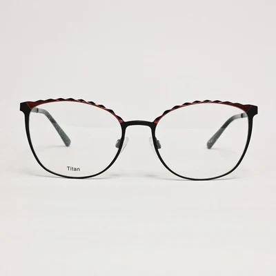 BrillenEyes Titan 4458-2 Titanium Women's Oval Glasses in Matte Black / Red - Image 1 of 4