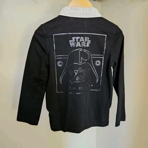 GAP Kids Boys XS 4 5 Darth Vader Star Wars Black Long Sleeve Collared Shirt - Picture 1 of 7