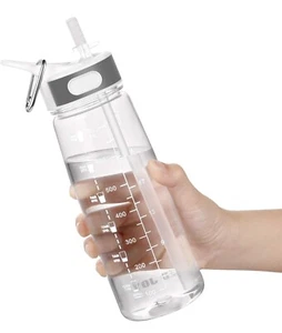 Botella de Agua, Botella de Agua 800 ML con Pajita y Mango Libre de BPA - Imagen 1 de 7