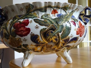 KG LUNEVILLE ANCIENNE JARDINIERE  EN FAIENCE MODELE AIGLE BLASON FIN 19 EME - Imagen 1 de 20