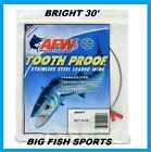 AFW TOOTH PROOF STAINLESS STEEL LEADER Single Strand Wire 30' Long BRIGHT COLOR